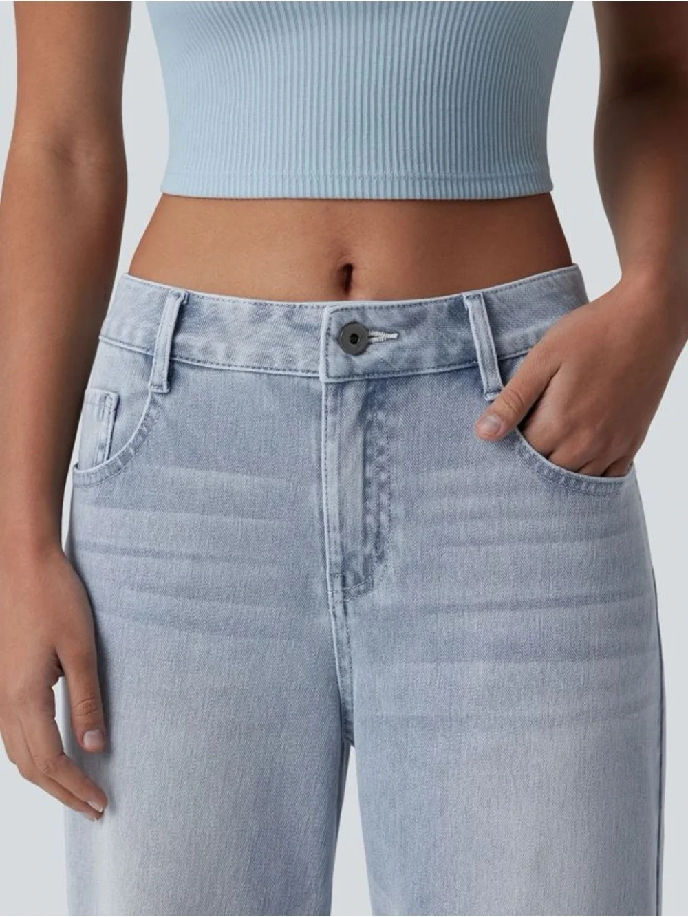 NWOT Halara Flex™ Mid Rise Washed Baggy Wide Leg Casual Jeans S BS97